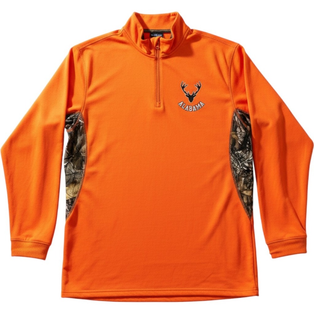 Buck Wear Alabama Deer Hunter Blaze Orange 1/4 Zip Pullover XXL